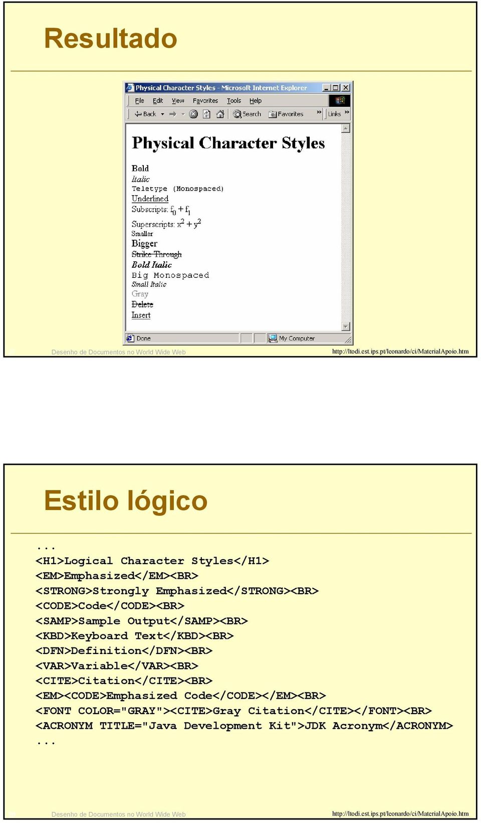 <SAMP>Sample Output</SAMP><BR> <KBD>Keyboard Text</KBD><BR> <DFN>Definition</DFN><BR> <VAR>Variable</VAR><BR>