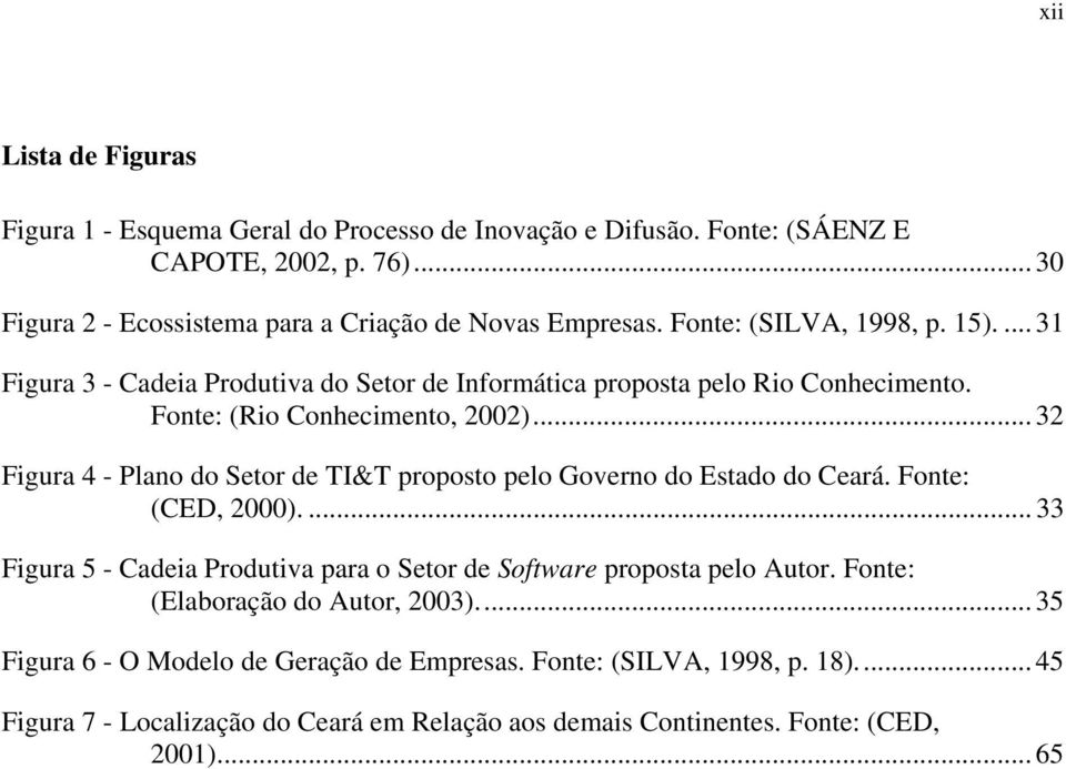 .. 32 Figura 4 - Plano do Setor de TI&T proposto pelo Governo do Estado do Ceará. Fonte: (CED, 2000).... 33 Figura 5 - Cadeia Produtiva para o Setor de Software proposta pelo Autor.