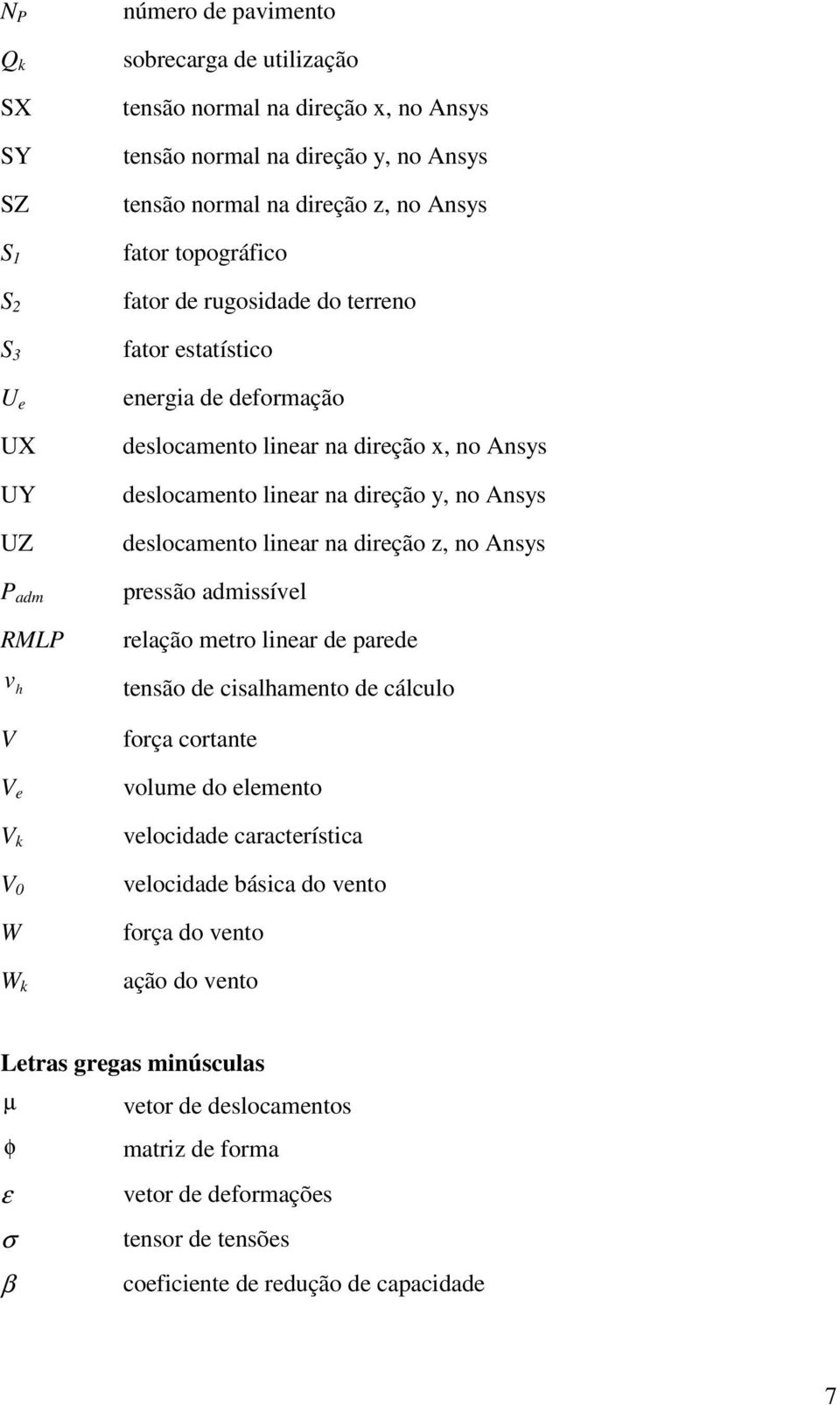 y, no Ansys deslocamento linear na direção z, no Ansys pressão admissível relação metro linear de parede tensão de cisalhamento de cálculo força cortante volume do elemento velocidade característica