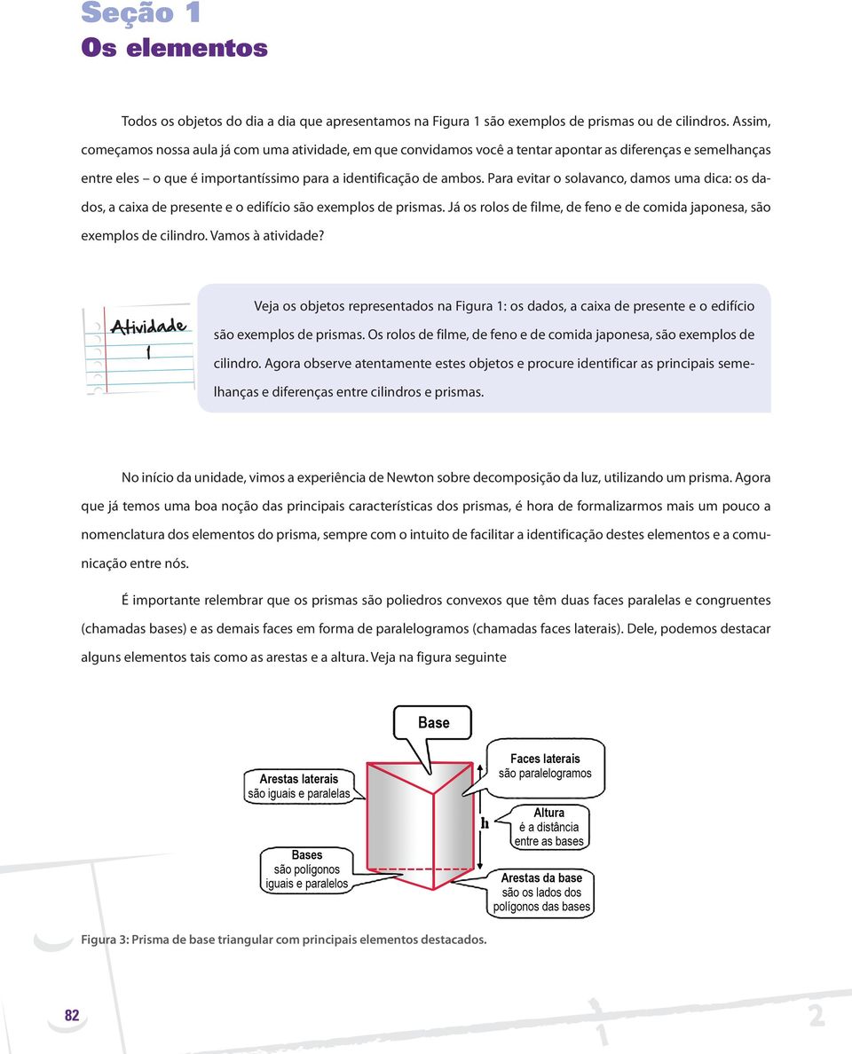 Para evitar o solavanco, damos uma dica: os dados, a caixa de presente e o edifício são exemplos de prismas. Já os rolos de filme, de feno e de comida japonesa, são exemplos de cilindro.