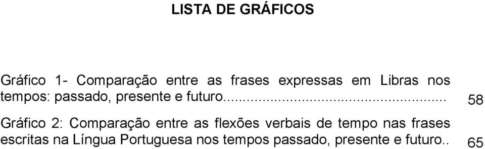 .. 58 Gráfico 2: Comparação entre as flexões verbais de tempo