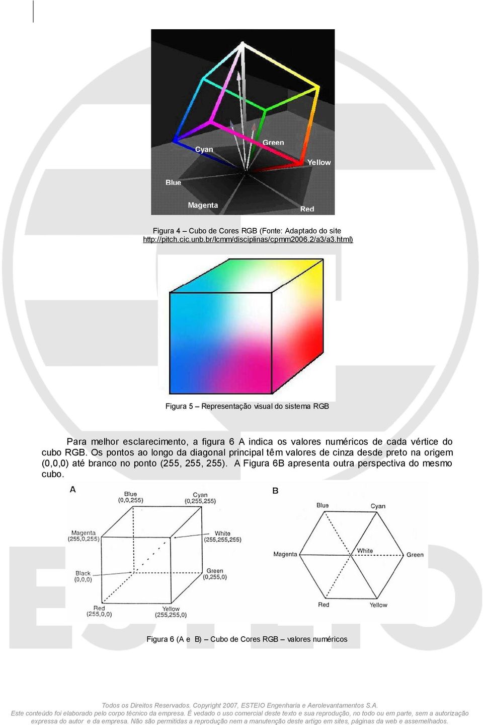 html) Figura 5 Representação visual do sistema RGB Para melhor esclarecimento, a figura 6 A indica os valores numéricos de cada