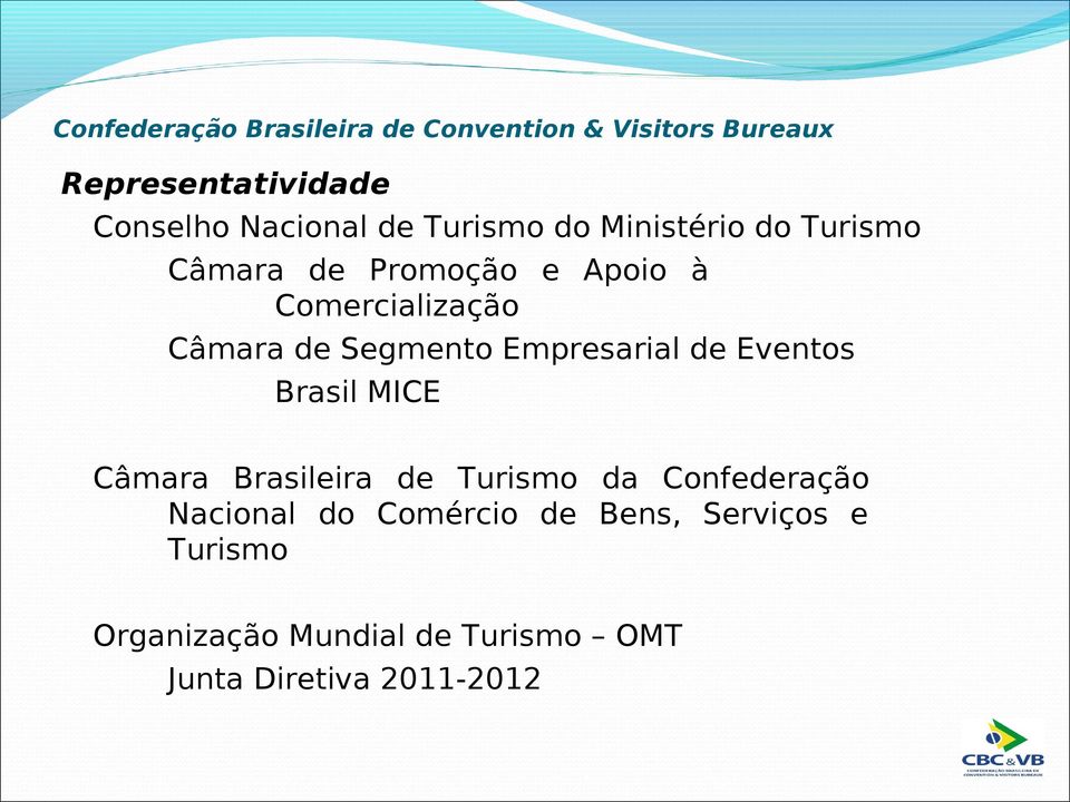 Segmento Empresarial de Eventos Brasil MICE Câmara Brasileira de Turismo da Confederação