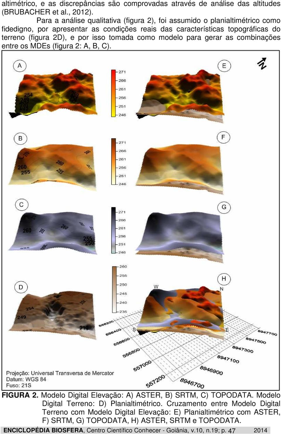 por isso tomada como modelo para gerar as combinações entre os MDEs (figura 2: A, B, C). FIGURA 2. Modelo Digital Elevação: A) ASTER, B) SRTM, C) TOPODATA.