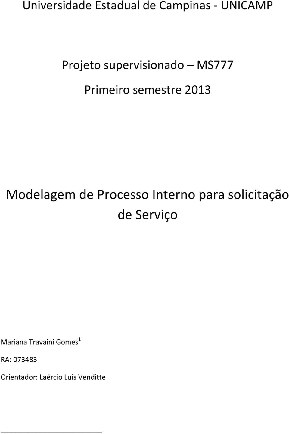 de Processo Interno para solicitação de Serviço Mariana