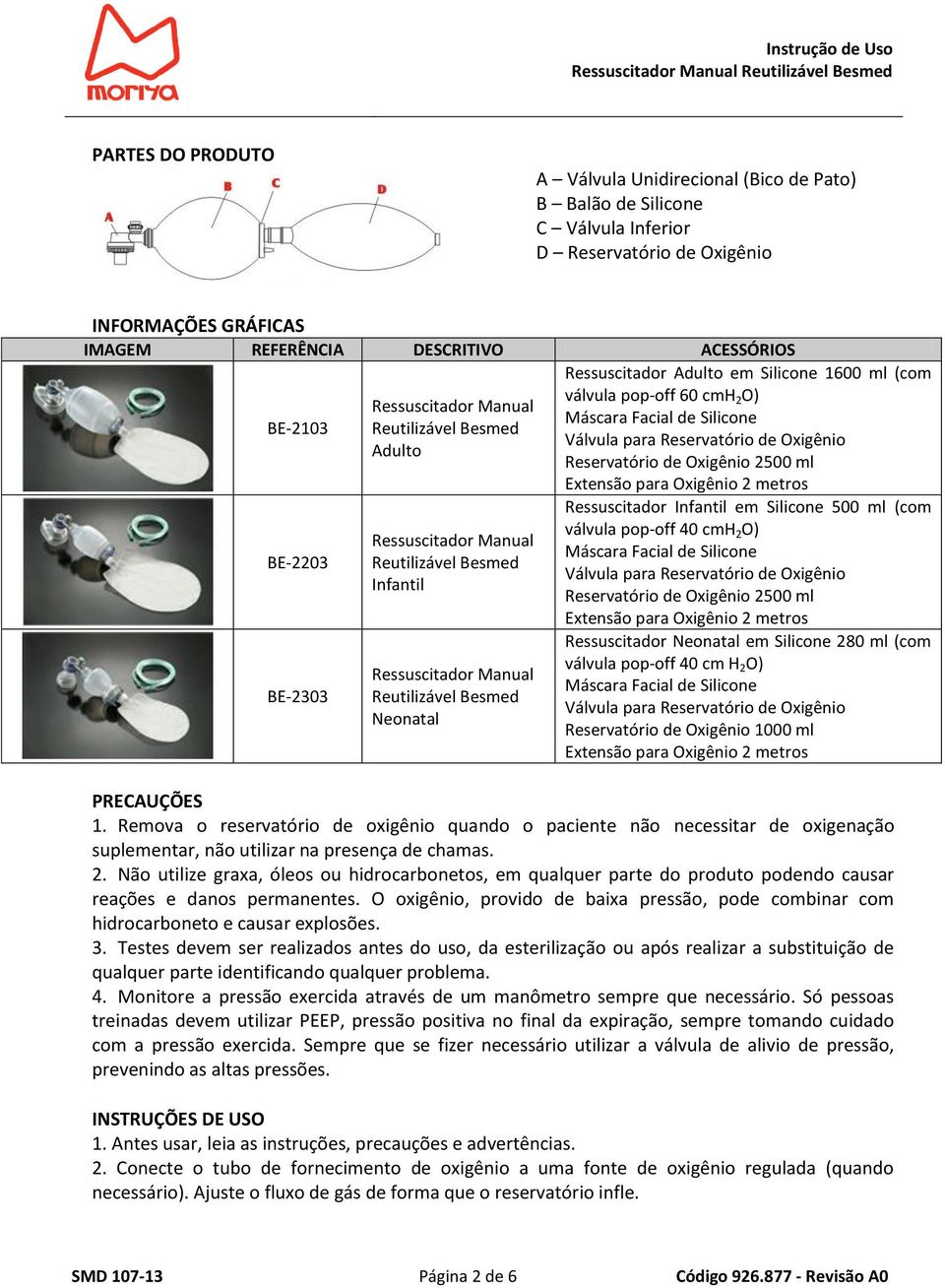 (com válvula pop-off 60 cmh 2 O) Máscara Facial de Silicone Válvula para Reservatório de Oxigênio Reservatório de Oxigênio 2500 ml Extensão para Oxigênio 2 metros Ressuscitador Infantil em Silicone