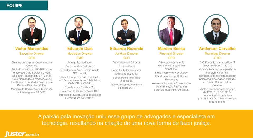 A e Marcondes & Machado A.A.; Idealizador e Fundador da empresa Cartório Digital nos USA; Membro da Comissão de Mediação e Arbitragem OAB/DF.