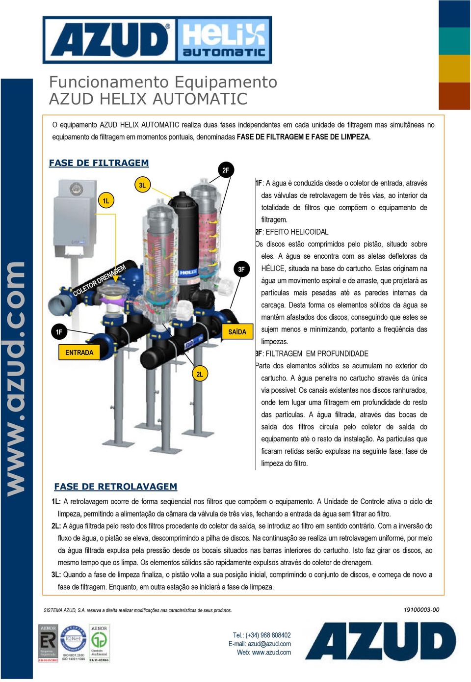 A IAGM 2 1: A água é conduzida desde o coletor de entrada, através das válvulas de retrolavagem de três vias, ao interior da 1 totalidade de filtros que compõem o equipamento de filtragem.