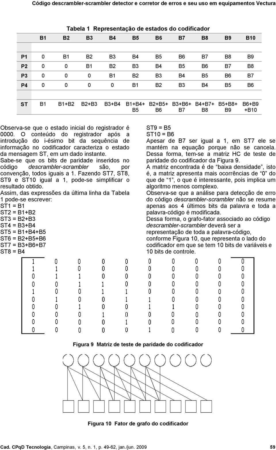 O conteúdo do registrador após a introdução do i-ésimo bit da sequência de informação no codificador caracteriza o estado da mensagem ST, em um dado instante.