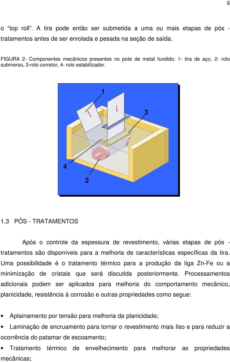 3 PÓS - TRATAMENTOS Após o controle da espessura de revestimento, várias etapas de pós - tratamentos são disponíveis para a melhoria de características específicas da tira.