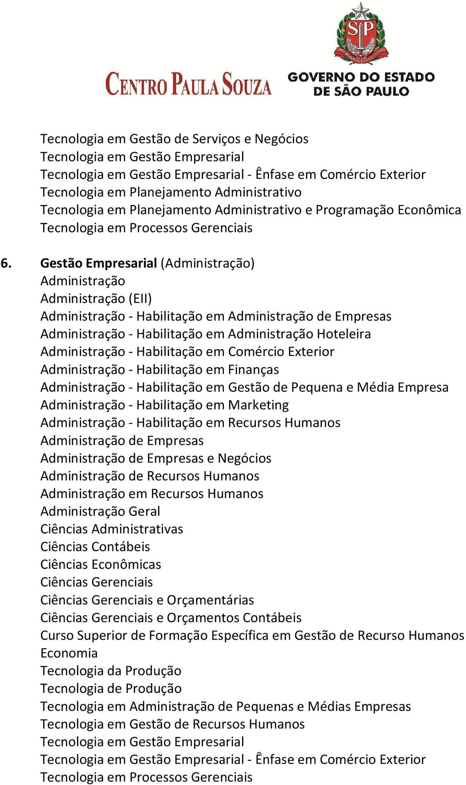 - Habilitação em Marketing - Habilitação em Recursos Humanos e Negócios de Recursos Humanos em Recursos Humanos Geral Ciências Gerenciais Curso Superior de Formação Específica em