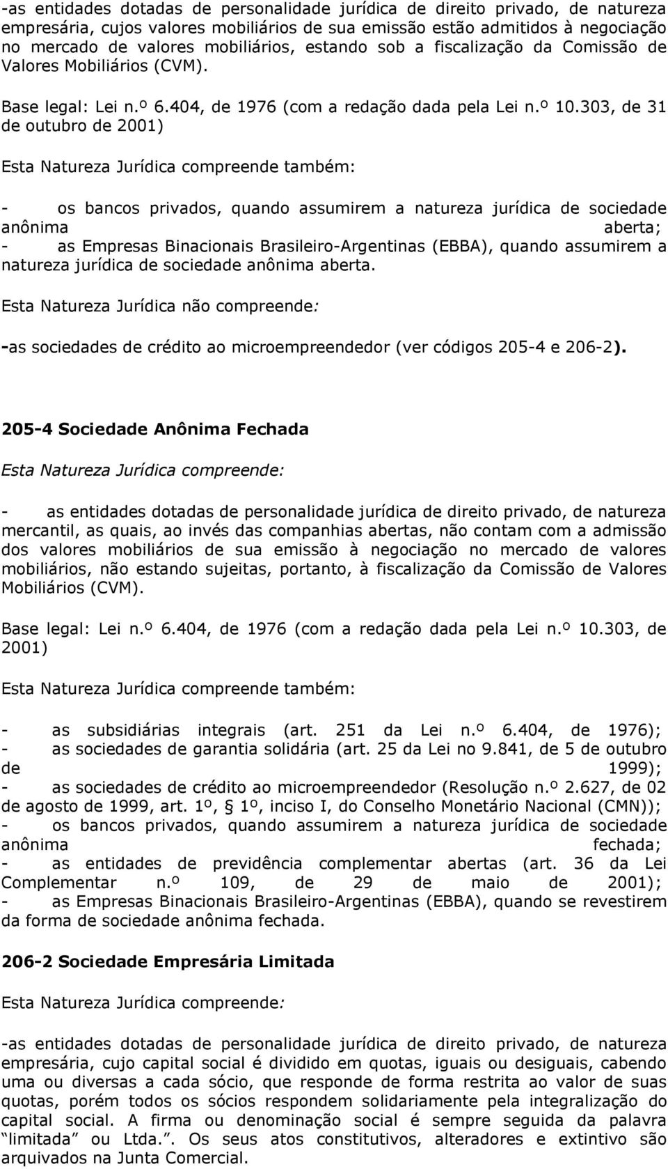 303, de 31 de outubro de 2001) - os bancos privados, quando assumirem a natureza jurídica de sociedade anônima aberta; - as Empresas Binacionais Brasileiro-Argentinas (EBBA), quando assumirem a