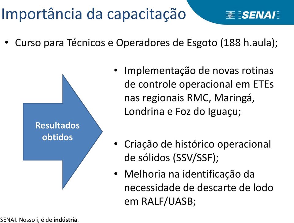 ETEs nas regionais RMC, Maringá, Londrina e Foz do Iguaçu; Criação de histórico