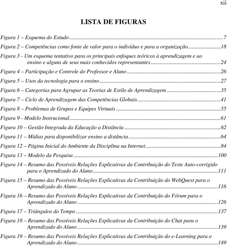 ..24 Figura 4 Participação e Controle do Professor e Aluno...26 Figura 5 Usos da tecnologia para o ensino...27 Figura 6 Categorias para Agrupar as Teorias de Estilo de Aprendizagem.