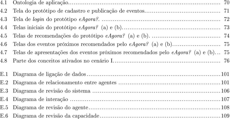 7 Telas de apresentações dos eventos próximos recomendados pelo eagora? (a) e (b)... 75 4.8 Parte dos conceitos ativados no cenário I... 76 E.1 Diagrama de ligação de dados...101 E.