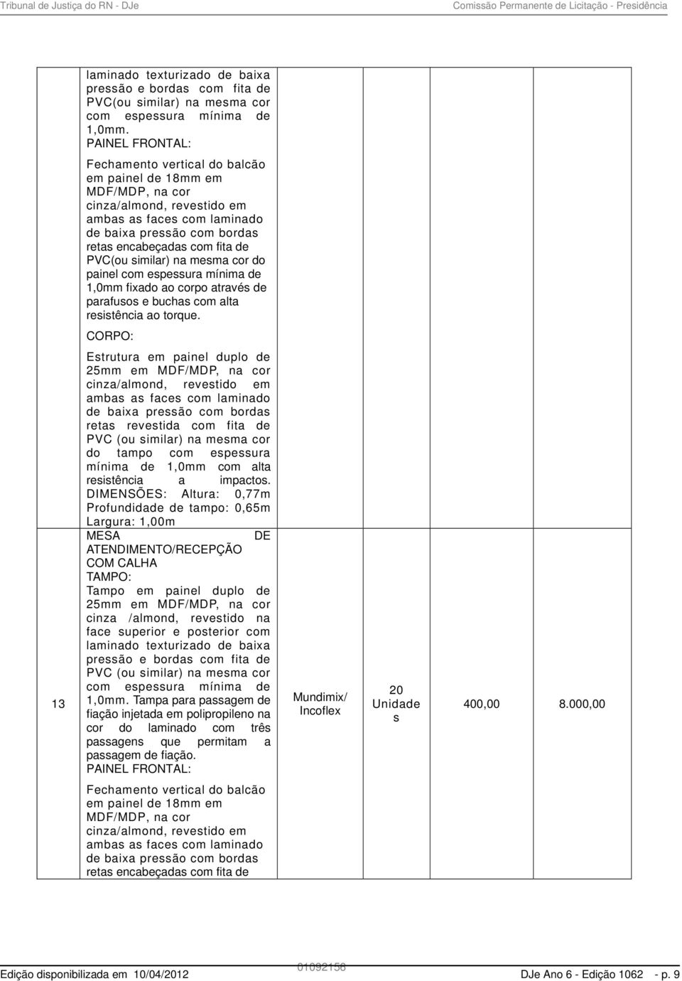 painel com espessura mínima de 1,0mm fixado ao corpo através de parafusos e buchas com alta resistência ao torque.