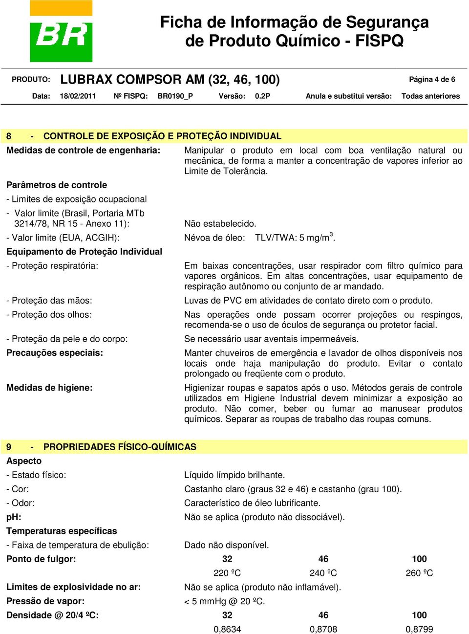 Manipular o produto em local com boa ventilação natural ou mecânica, de forma a manter a concentração de vapores inferior ao Limite de Tolerância.