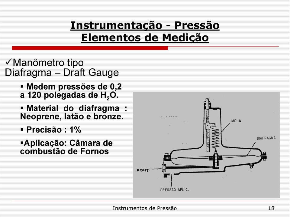 O. Material do diafragma : Neoprene, latão e bronze.