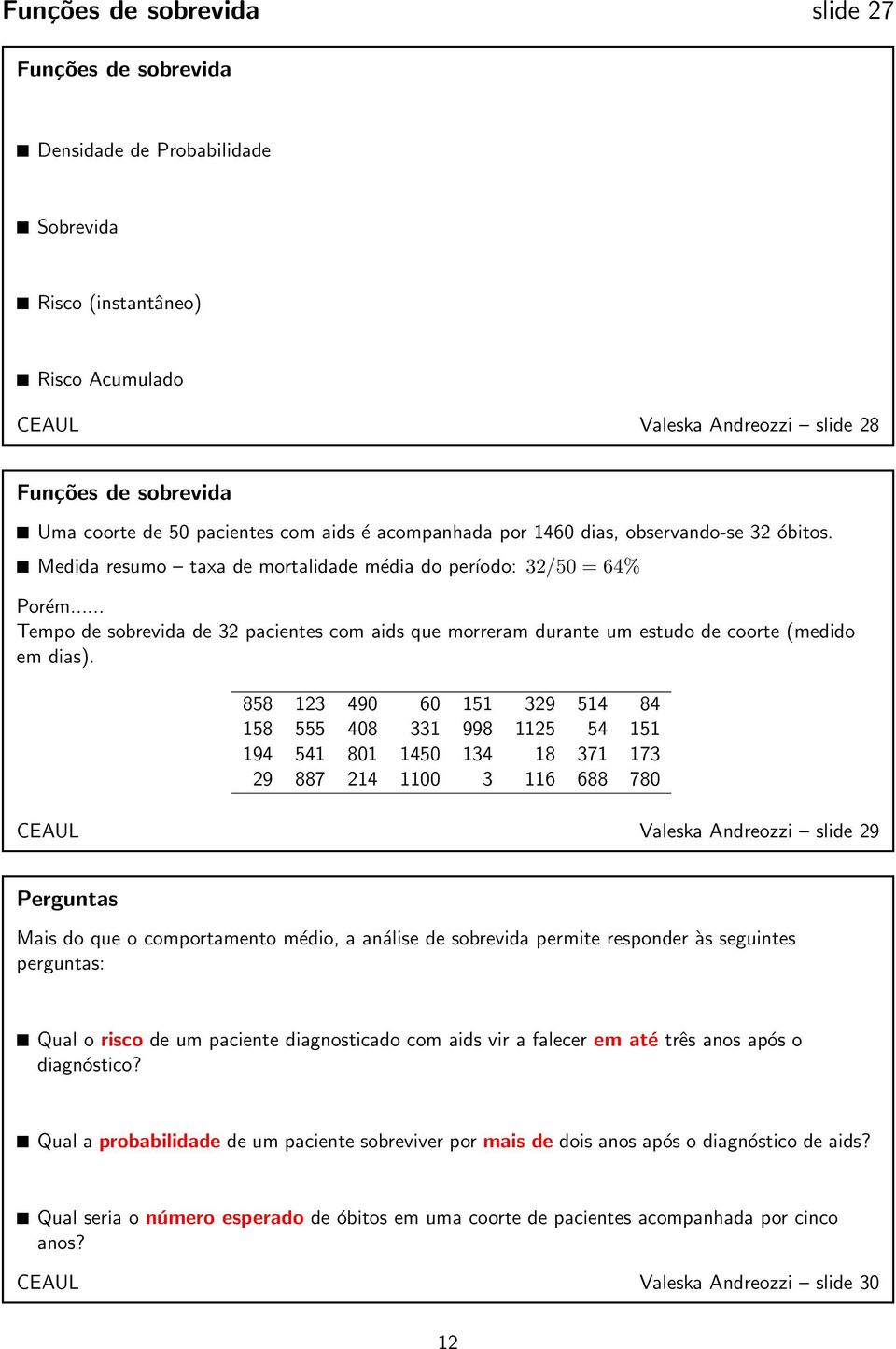 .. Tempo de sobrevida de 32 pacientes com aids que morreram durante um estudo de coorte (medido em dias).