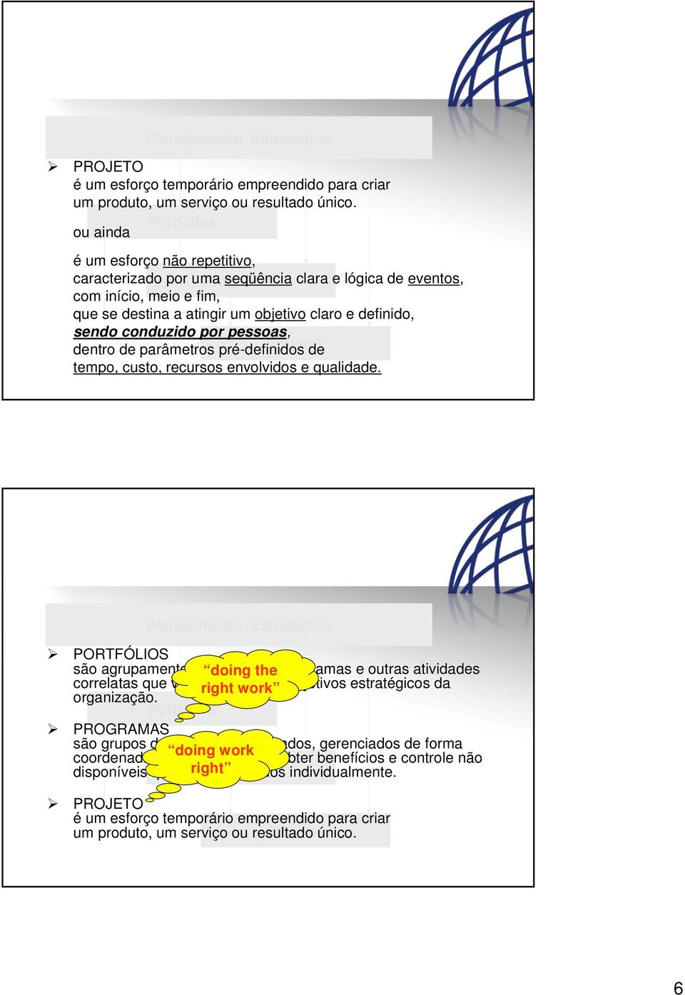 sendo conduzido por pessoas, dentro de parâmetros pré-definidos Projetos de tempo, custo, recursos envolvidos e qualidade.