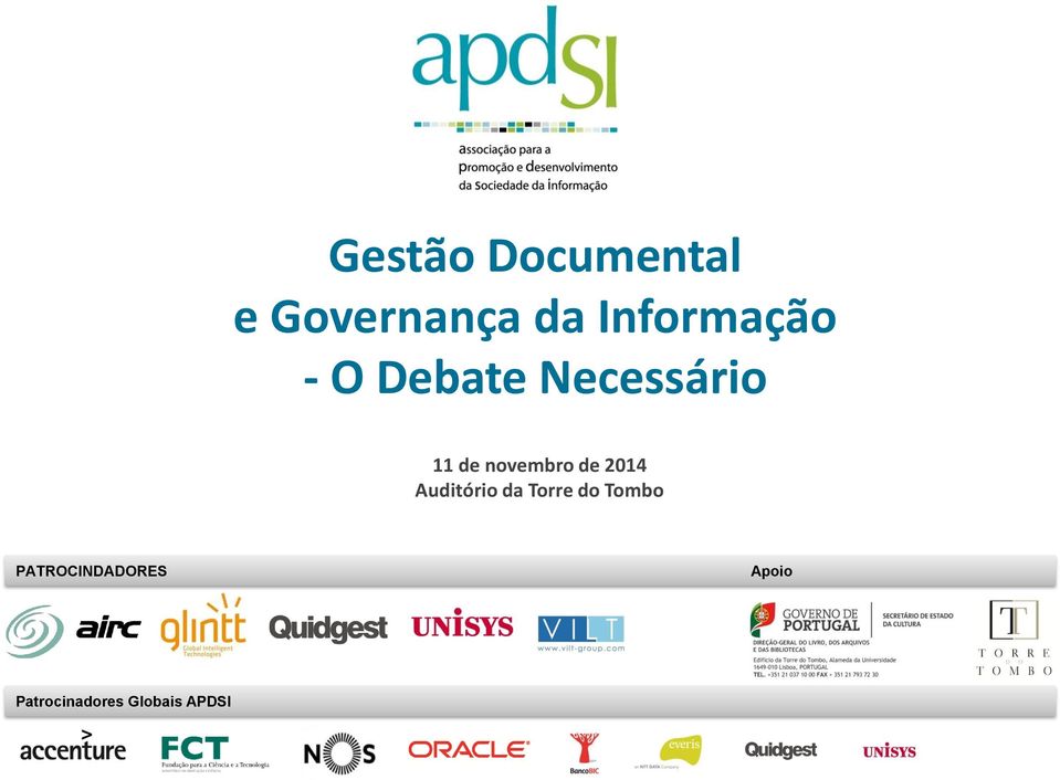 novembro de 2014 Auditório da Torre do