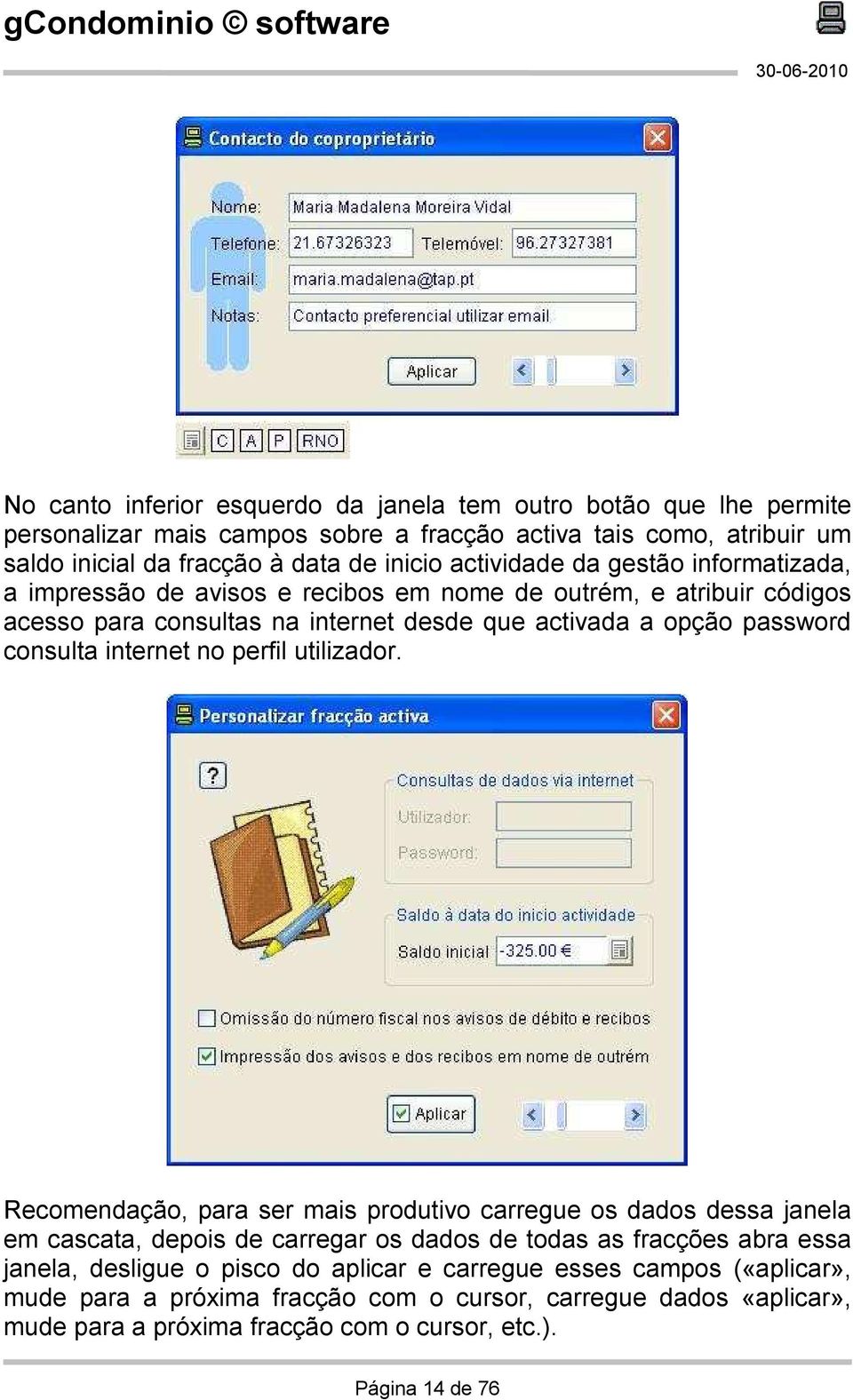 internet no perfil utilizador.