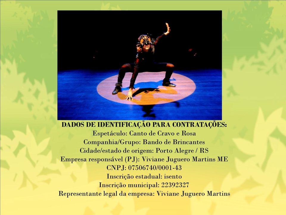 Empresa responsável (PJ): Viviane Juguero Martins ME CNPJ: 07506740/0001-43 Inscrição