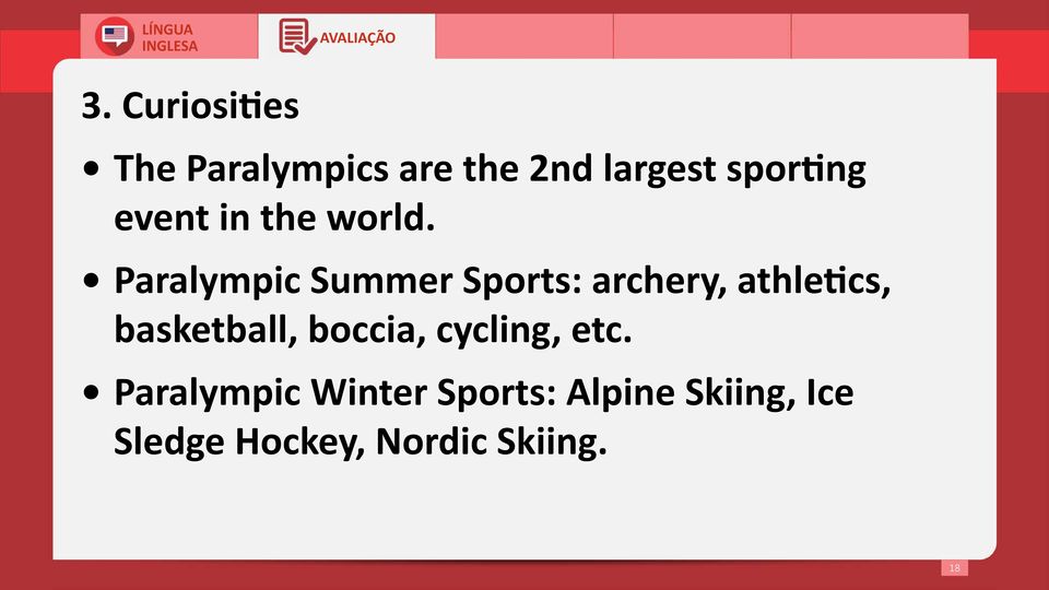 Paralympic Summer Sports: archery, athletics, basketball,