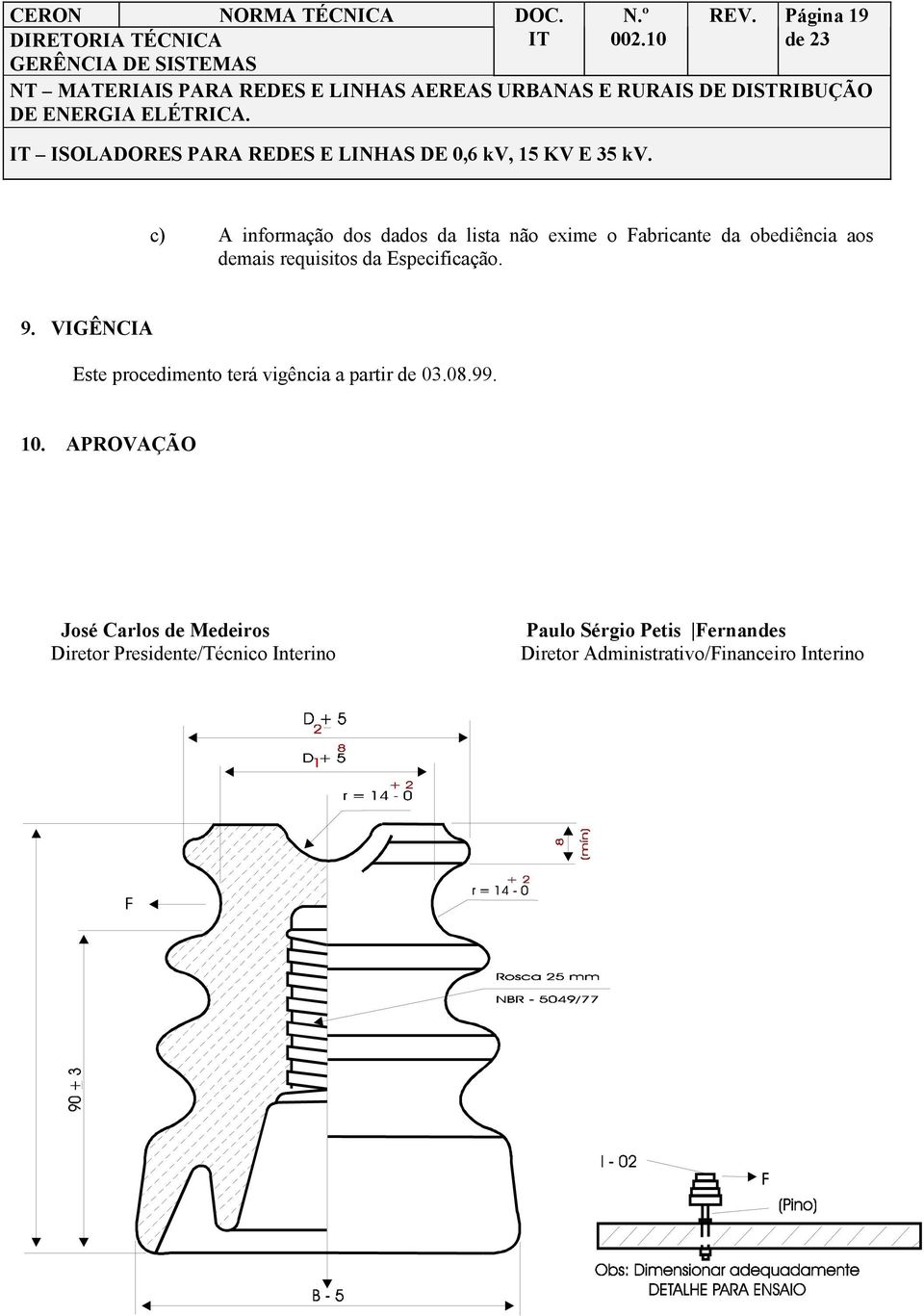 VIGÊNCIA Este procedimento terá vigência a partir de 03.08.99. 10.