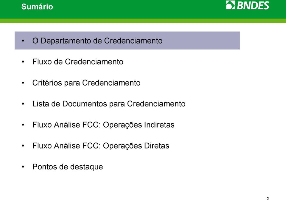 Documentos para Credenciamento Fluxo Análise FCC: