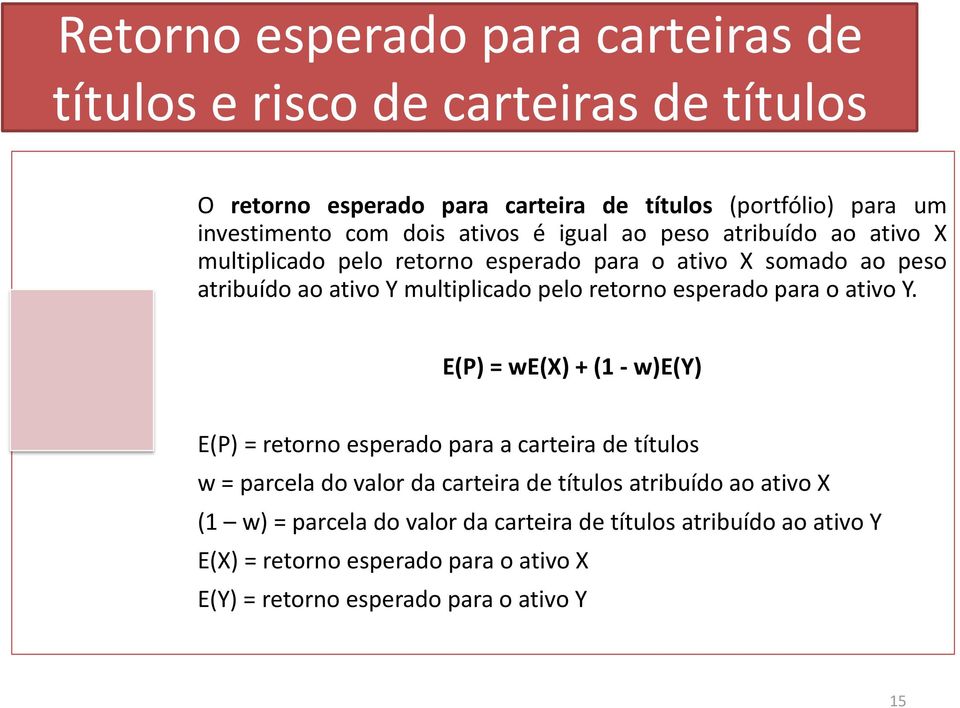 retorno esperado para o ativo Y.