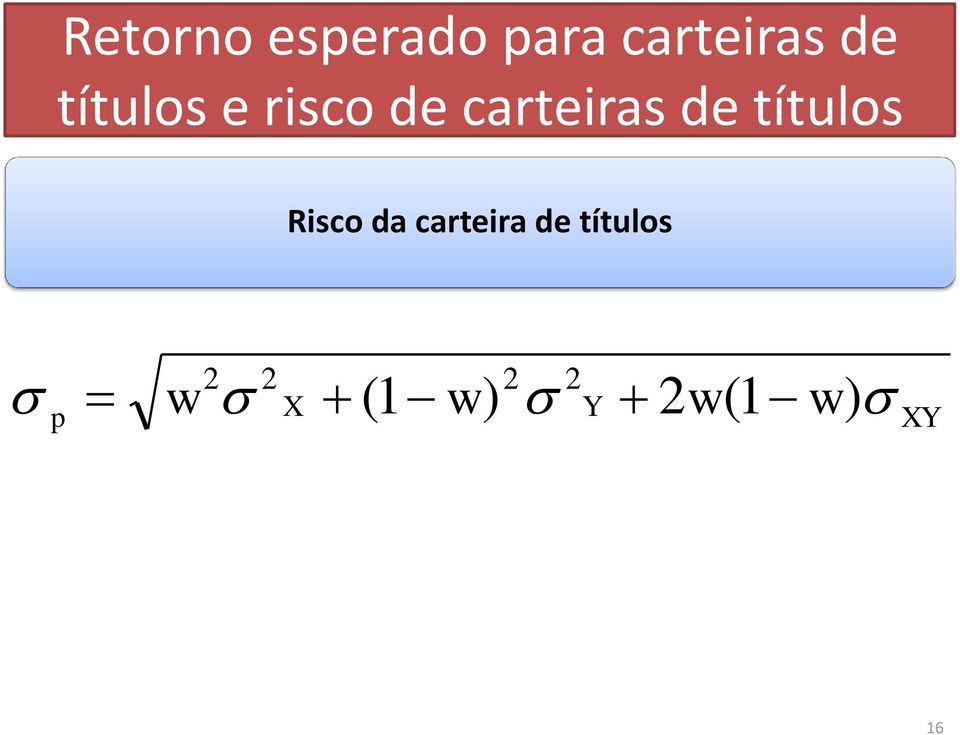 de títulos Risco da carteira de