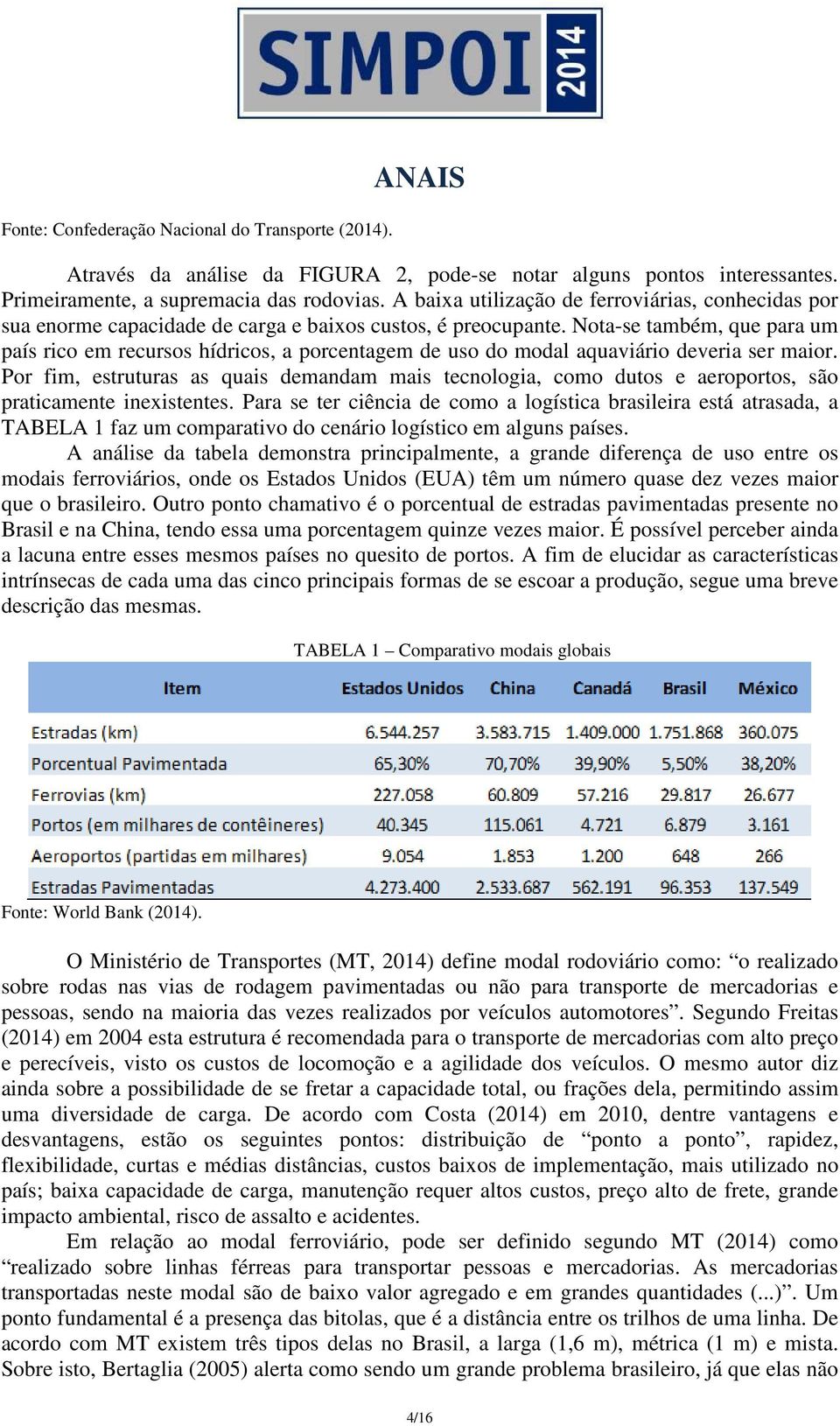 Nota-se também, que para um país rico em recursos hídricos, a porcentagem de uso do modal aquaviário deveria ser maior.