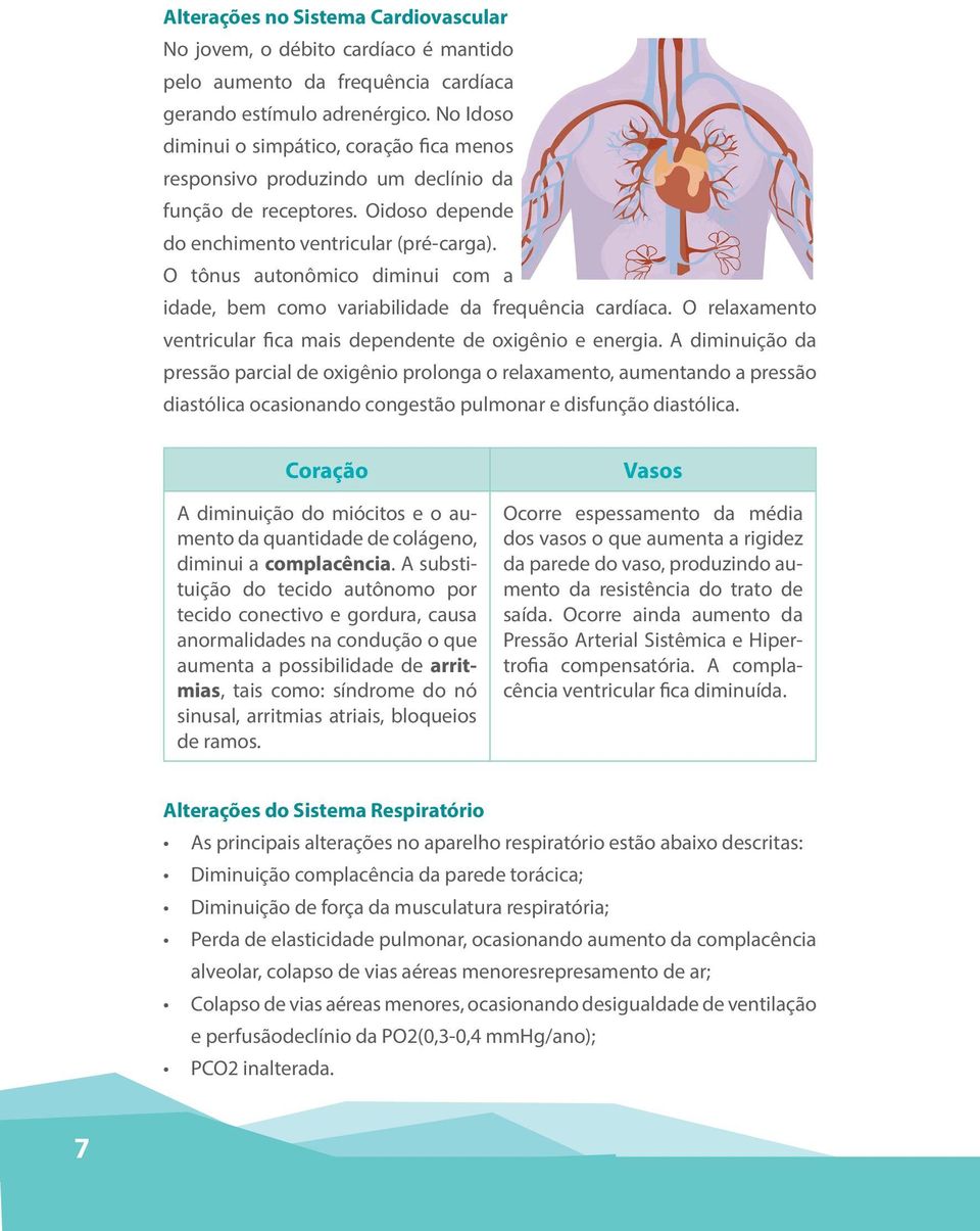 O tônus autonômico diminui com a idade, bem como variabilidade da frequência cardíaca. O relaxamento ventricular fica mais dependente de oxigênio e energia.