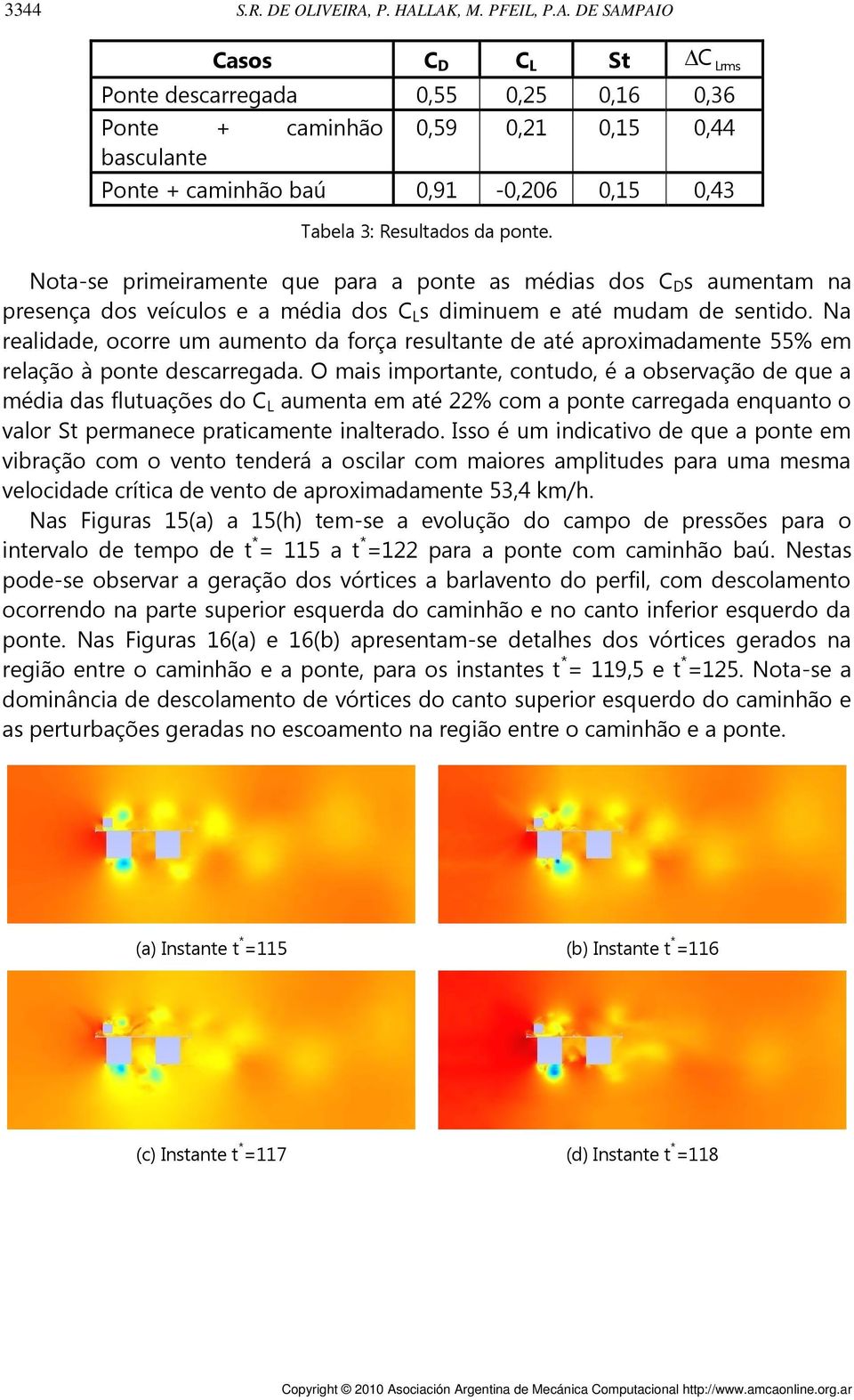 LAK, M. PFEIL, P.A. DE SAMPAIO Casos C D C L St C Lrms Ponte descarregada 0,55 0,25 0,16 0,36 Ponte + caminhão basculante 0,59 0,21 0,15 0,44 Ponte + caminhão baú 0,91-0,206 0,15 0,43 Tabela 3: Resultados da ponte.