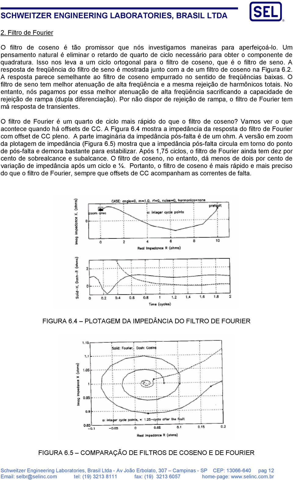 A resposta de freqüência do filtro de seno é mostrada junto com a de um filtro de coseno na Figura 6.2. A resposta parece semelhante ao filtro de coseno empurrado no sentido de freqüências baixas.