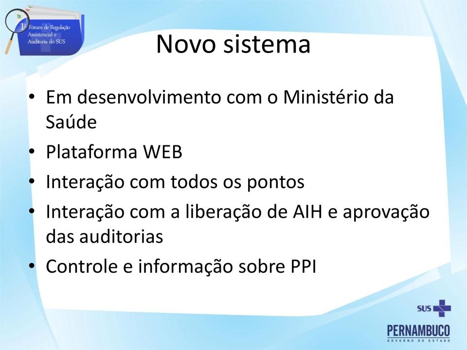 pontos Interação com a liberação de AIH e