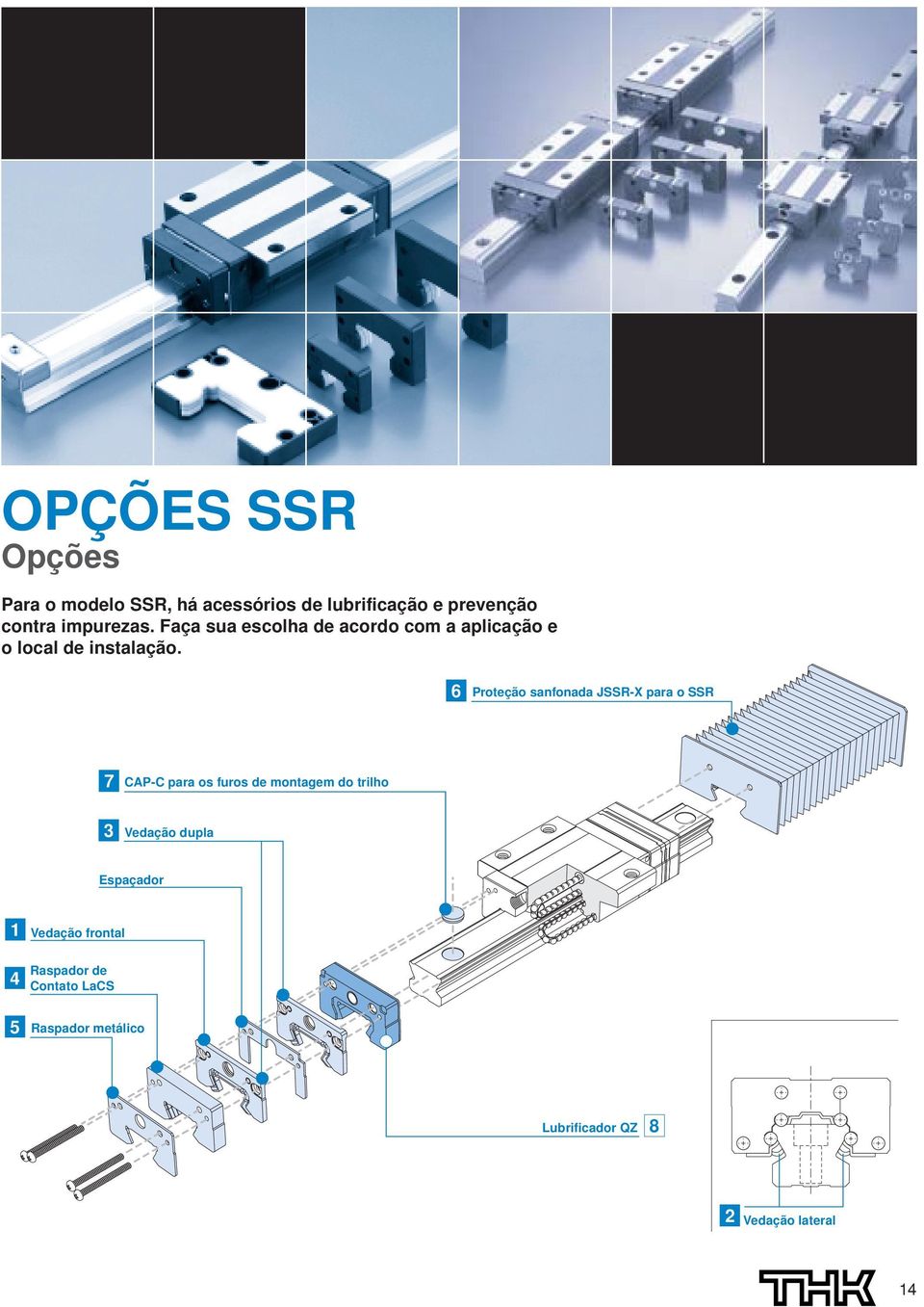 6 Proteção sanfonada JSSR-X para o SSR 7 CAP-C para os furos de montagem do trilho 3 Vedação