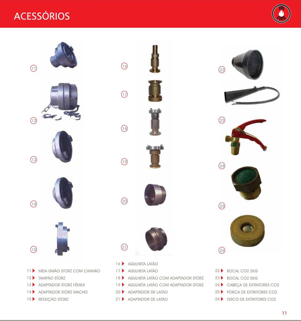 ADAPTADOR STORZ FÊMEA 19 AGULHETA LATÃO COM ADAPTADOR STORZ 24 CABEÇA DE EXTINTORES CO2 14 ADAPTADOR STORZ