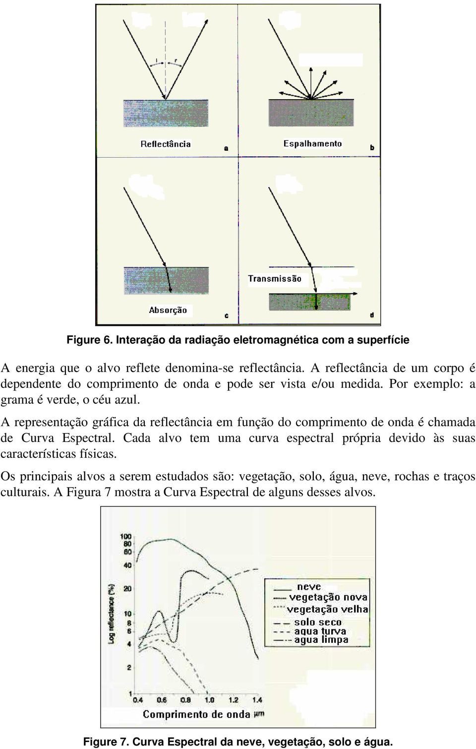 A representação gráfica da reflectância em função do comprimento de onda é chamada de Curva Espectral.