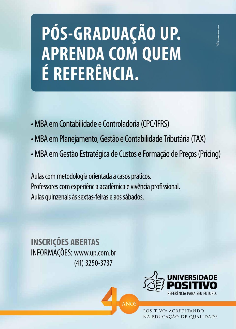 Gestão Estratégica de Custos e Formação de Preços (Pricing) Aulas com metodologia orientada a casos práticos.