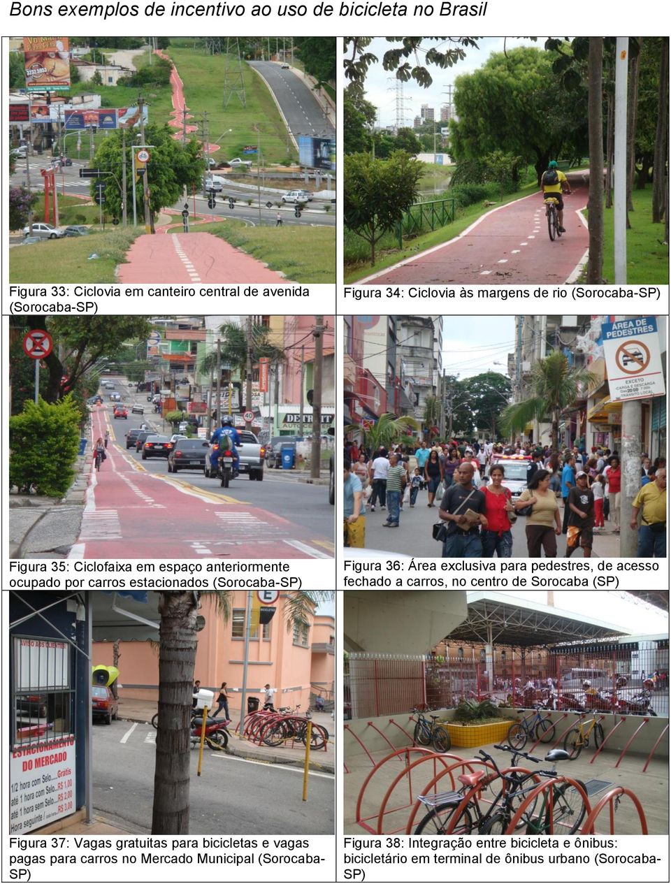exclusiva para pedestres, de acesso fechado a carros, no centro de Sorocaba (SP) Figura 37: Vagas gratuitas para bicicletas e vagas pagas para