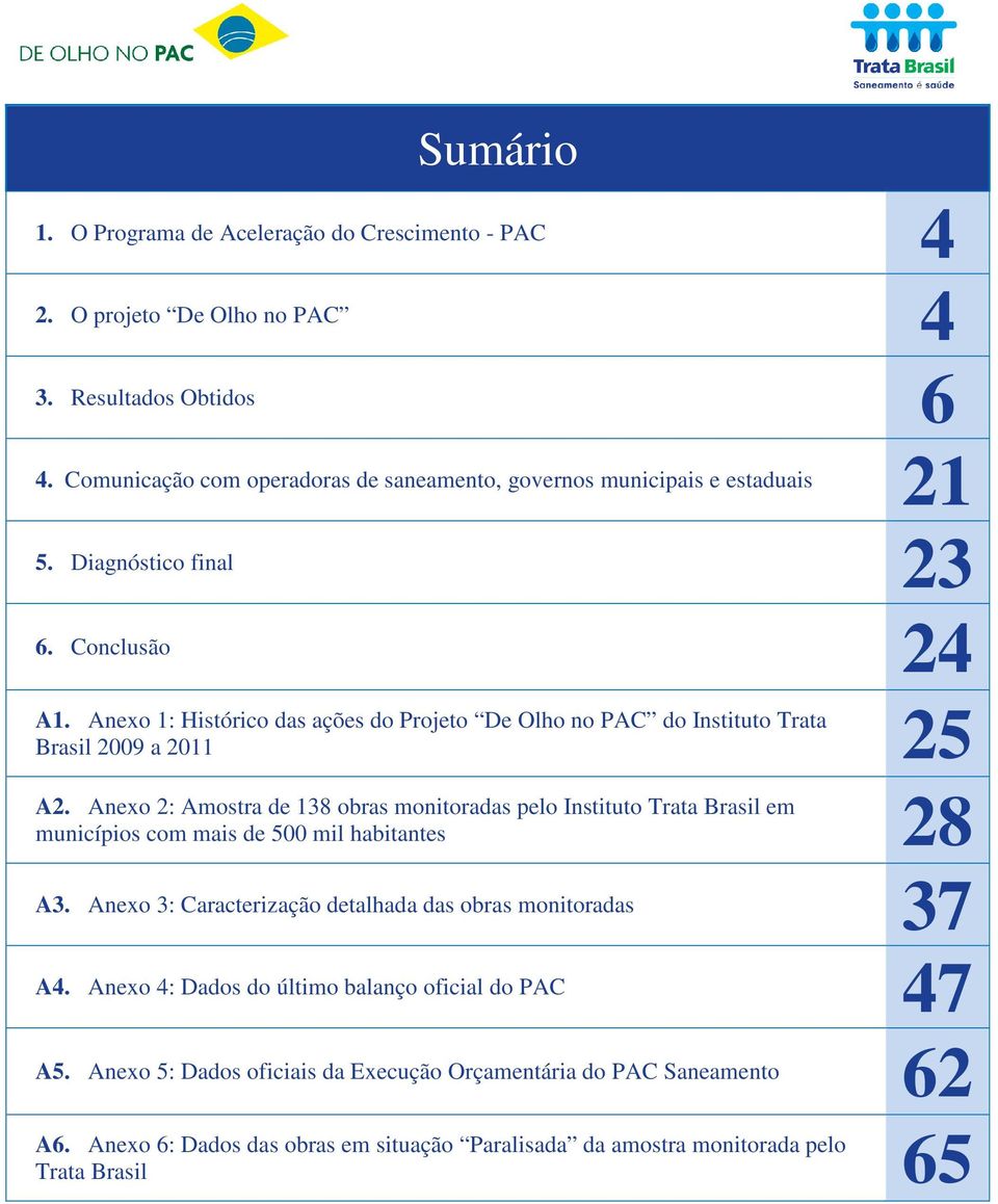 Anexo 1: Histórico das ações do Projeto De Olho no PAC do Instituto Trata 25 Brasil 2009 a 2011 A2.