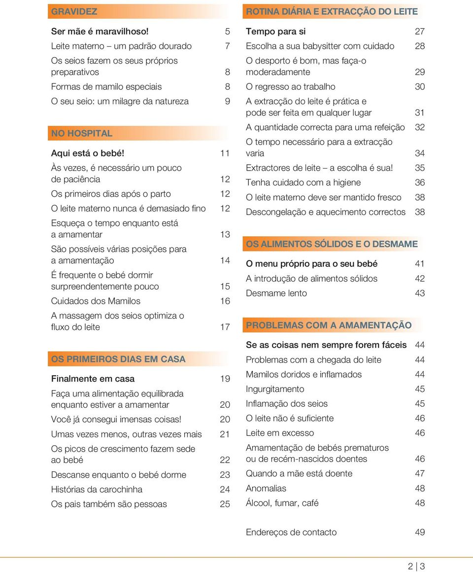 11 Às vezes, é necessário um pouco de paciência 12 Os primeiros dias após o parto 12 O leite materno nunca é demasiado fino 12 Esqueça o tempo enquanto está a amamentar 13 São possíveis várias