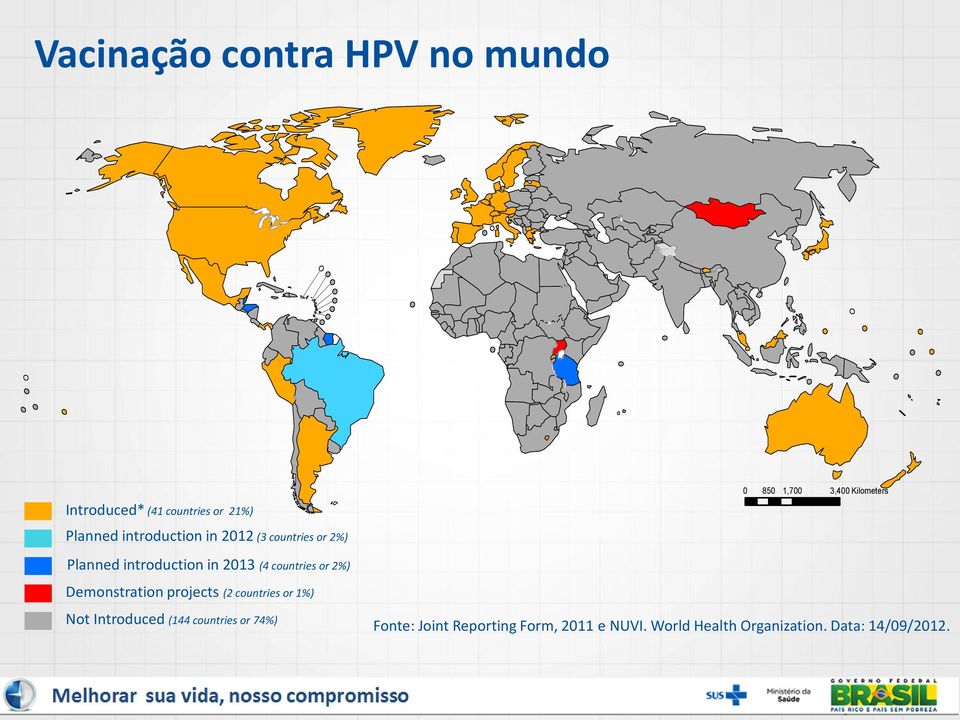 countries or 2%) Demonstration projects (2 countries or 1%) Not Introduced (144 countries