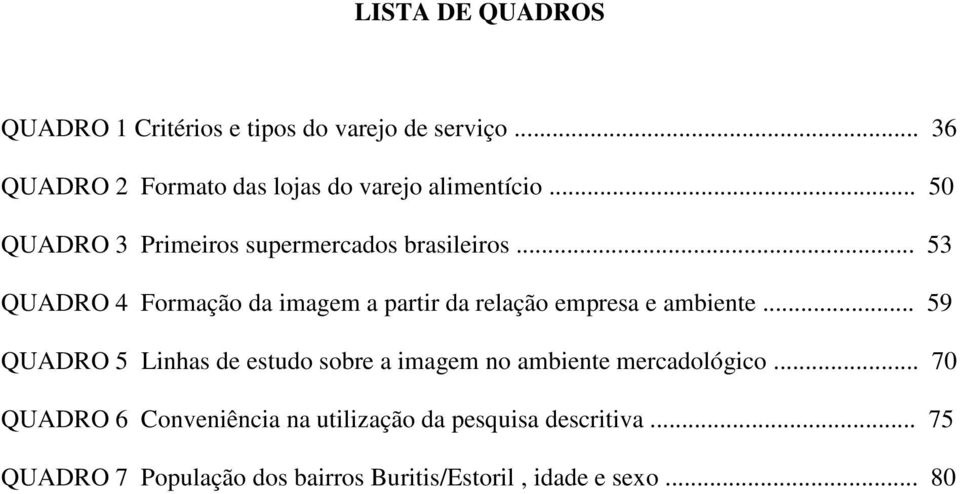 .. 53 QUADRO 4 Formação da imagem a partir da relação empresa e ambiente.