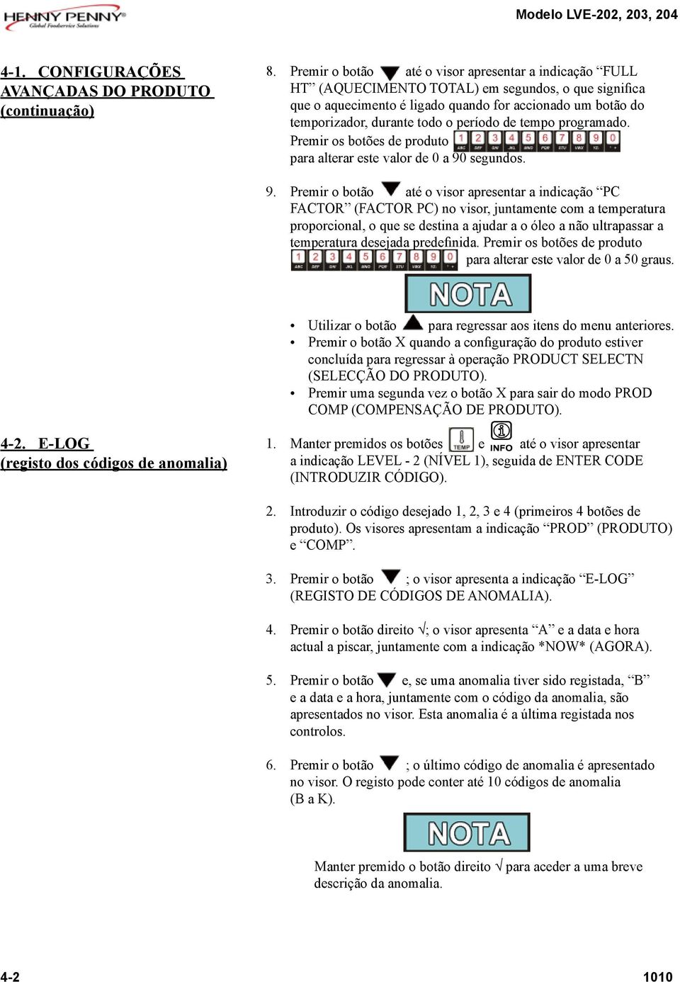 período de tempo programado. Premir os botões de produto para alterar este valor de 0 a 90