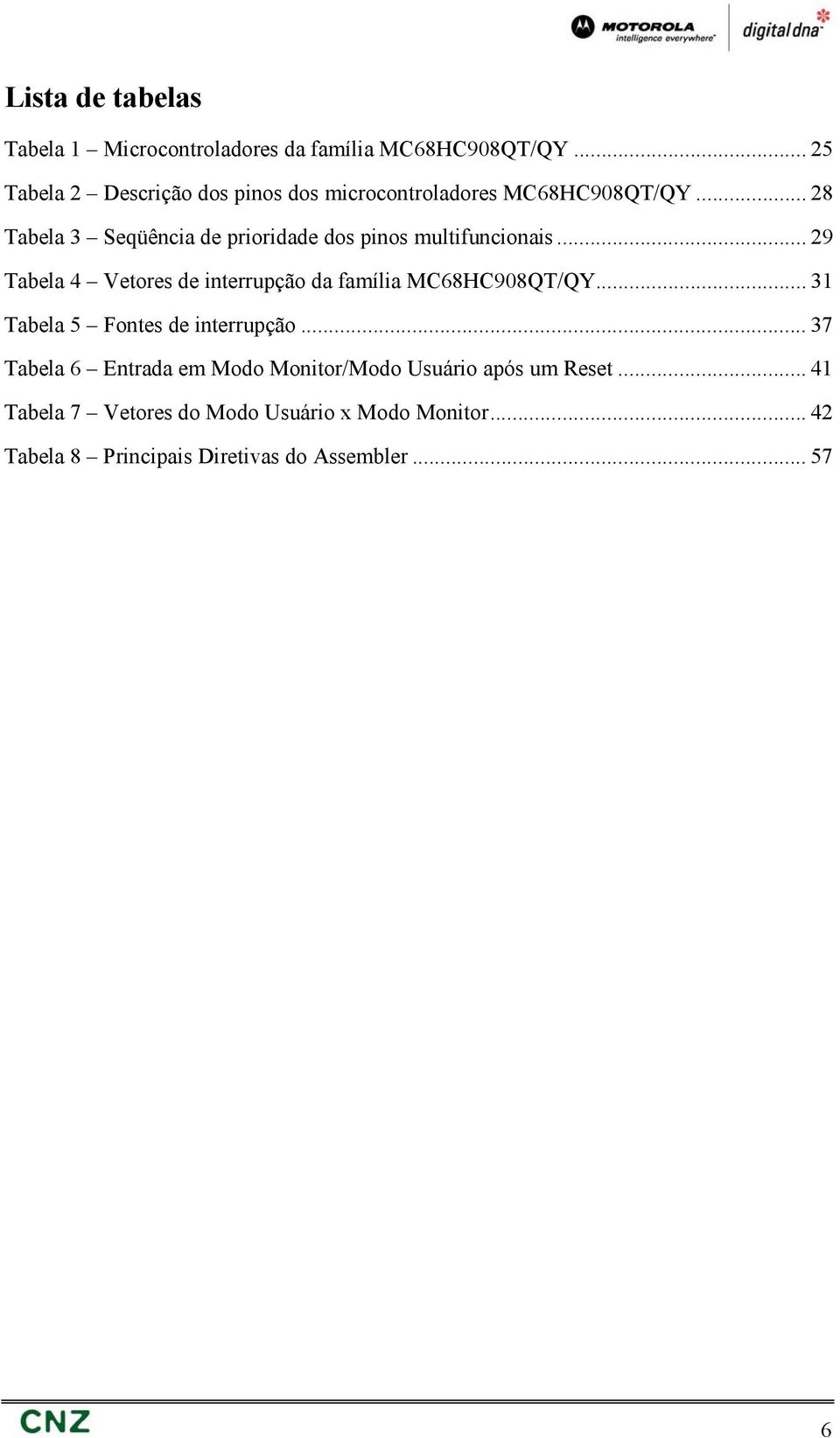 .. 28 Tabela 3 Seqüência de prioridade dos pinos multifuncionais.