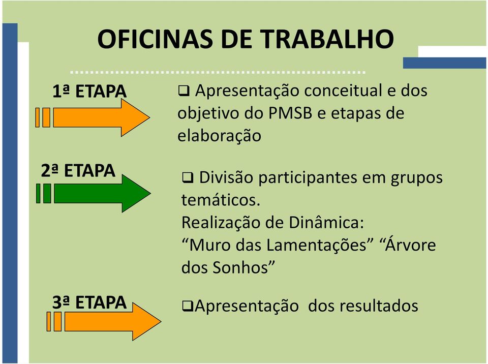 Divisão participantes em grupos temáticos.