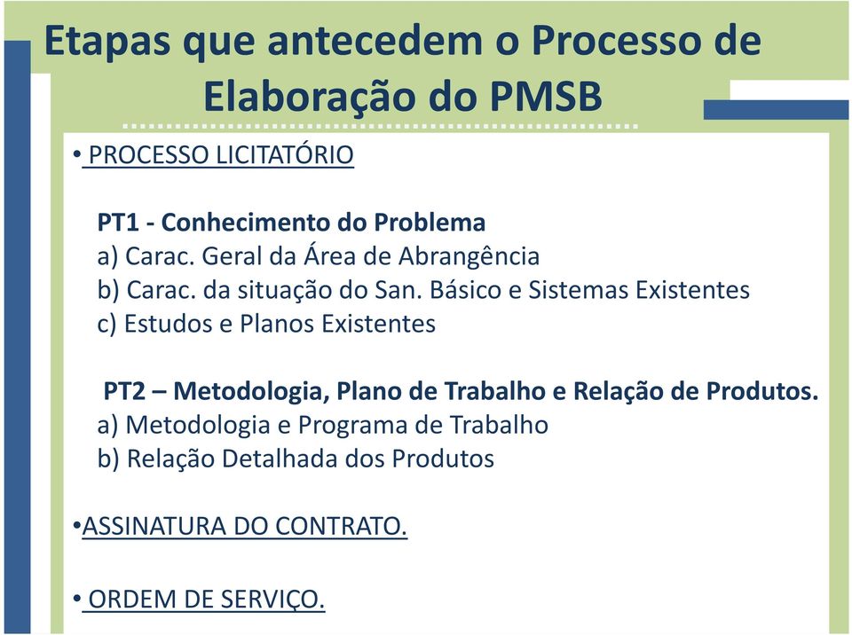 Básico e Sistemas Existentes c) Estudos e Planos Existentes PT2 Metodologia, Plano de Trabalho e